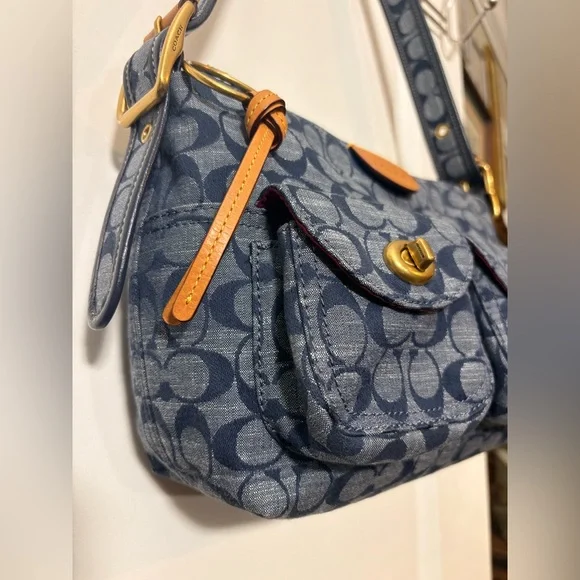 💙 Coach Signature Denim Cargo Shoulder Bag | 3239 - Picture 4 of 16